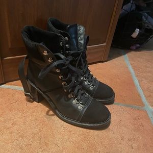 The Kooples leather combat boots with suede front